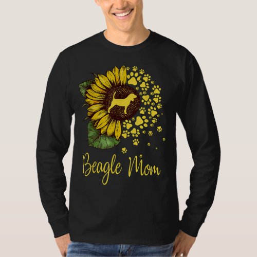 Sunflower Beagle Mom Dog Lover T_Shirt