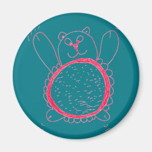 Sunflower Bear Round Magnet