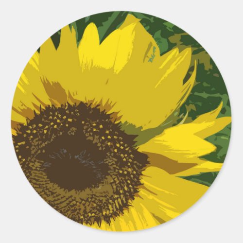 Sunflower Beautiful Artistc Bright Yellow Flower Classic Round Sticker