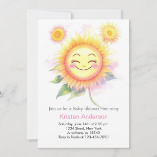 Sunflower Beauty Sunshine Girl Baby Shower Invitation