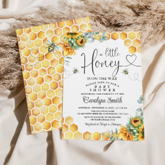 Sunflower Bee A Little Honey Baby Shower Invitation