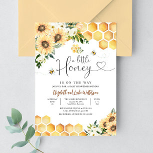 Sunflower Bee A Little Honey Baby Shower Invitation