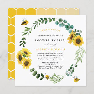 Sunflower Bee Baby Shower by Mail Invitation