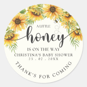 Sunflower Bee Baby Shower Gender Neutral Classic Round Sticker