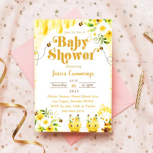 Sunflower Bee Baby Shower Invitation