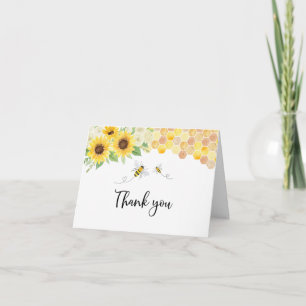 Sunflower Bee Baby Shower Letterpress Thank You Card