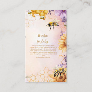 Sunflower Bee Baby Shower Mommy Books for Baby Enclosure Card