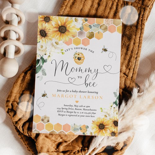 Sunflower Bee Baby Shower Mommy To Bee Baby Shower Invitation