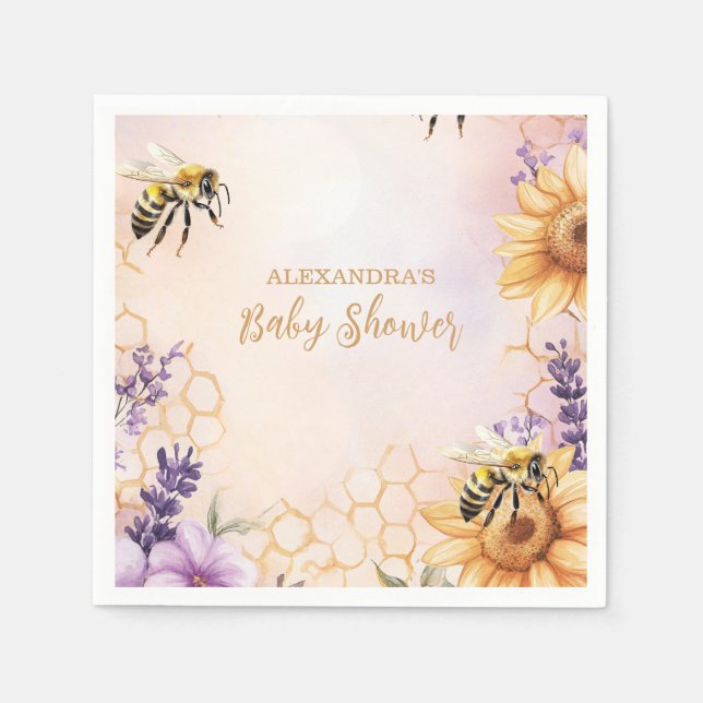 Sunflower Bee Baby Shower Mommy To Bee Baby Shower Napkins (Front)