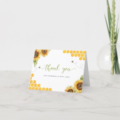 Sunflower Bee Baby Shower Thank You Card