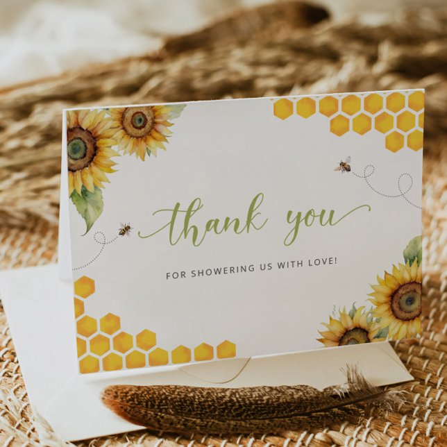Sunflower Bee Baby Shower Thank You Card (Creator Uploaded)