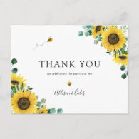 Sunflower Bee Baby Shower Thank You Postcard