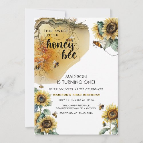 Sunflower Bee  Bee_Day  Any Age Birthday Invitation