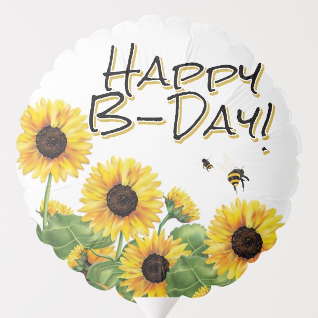 Sunflower Bee Birthday Balloon (Back)