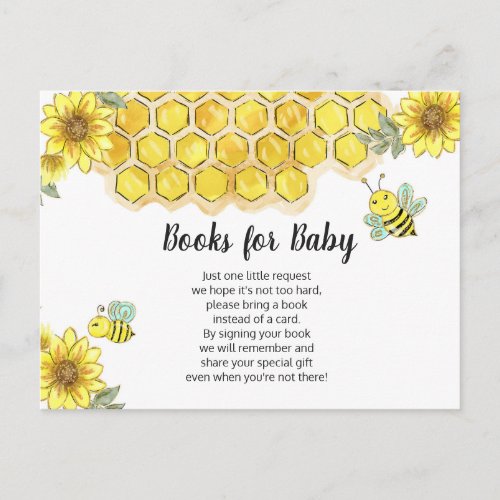 Sunflower Bee Books For Baby Enclosure Card