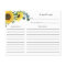 Sunflower Bee Bridal Shower Recipe card