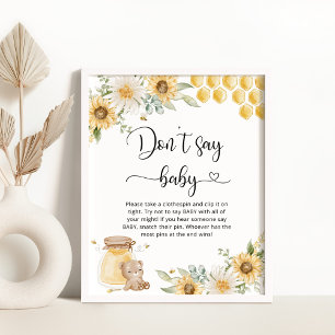 Sunflower Bee don't say baby gaby shower game Poster