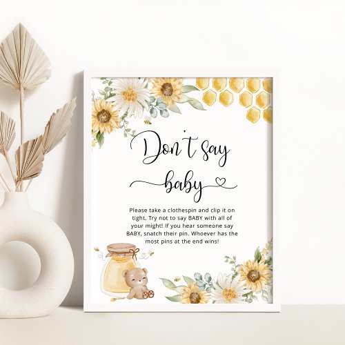 Sunflower Bee dont say baby gaby shower game Poster