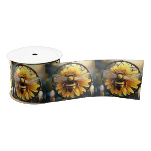 Sunflower Bee Dreamcatcher, Satin Ribbon