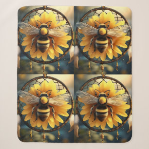 Sunflower Bee Dreamcatcher, Sherpa Blanket
