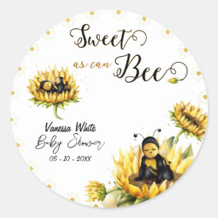 Sunflower Bee Floral Baby Shower Classic Round Sticker
