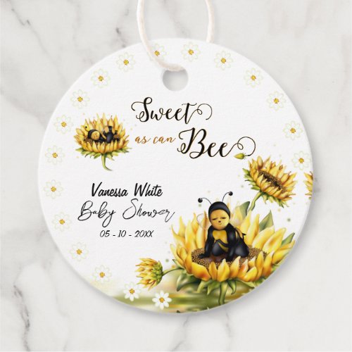 Sunflower Bee Floral Baby Shower Favor Tags