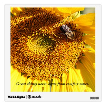 Sunflower Bee & Great Things Wall Decal by InnerEssenceArt at Zazzle