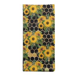 Sunflower Bee Hive Honeycomb Golden Cloth Napkin