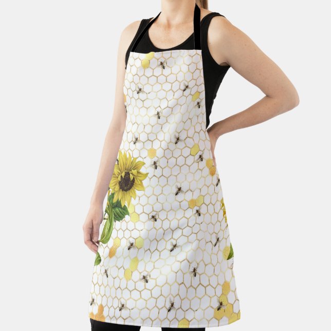 Sunflower Bee Hive Honeycomb Golden Honey Apron (Insitu)