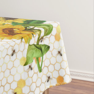 Sunflower Bee Hive Honeycomb Golden Honey Tablecloth
