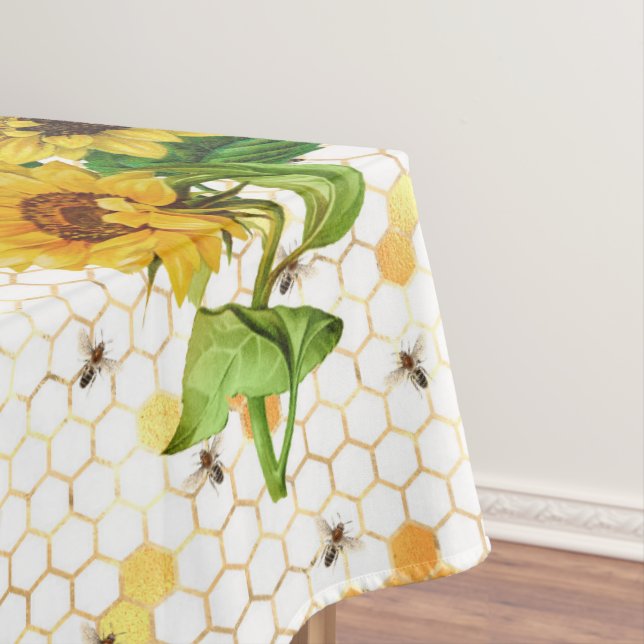 Sunflower Bee Hive Honeycomb Golden Honey  Tablecloth (In Situ)