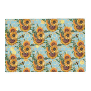 Sunflower Bee Hive Honeycomb Golden Placemat