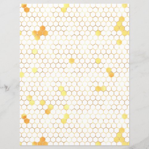 Sunflower Bee Honeycomb Scrapbook Paper Sheet