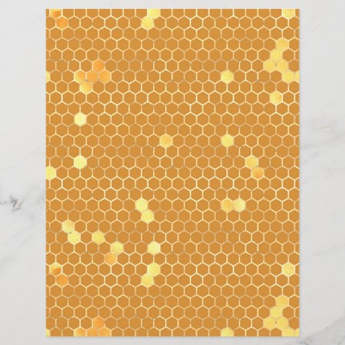 Sunflower Bee Honeycomb Scrapbook Paper Sheet
