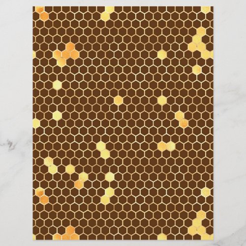 Sunflower Bee Honeycomb Scrapbook Paper Sheet