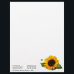 Sunflower Bee Letterhead<br><div class="desc">Sunflowers with green leaves and Honeybee.</div>
