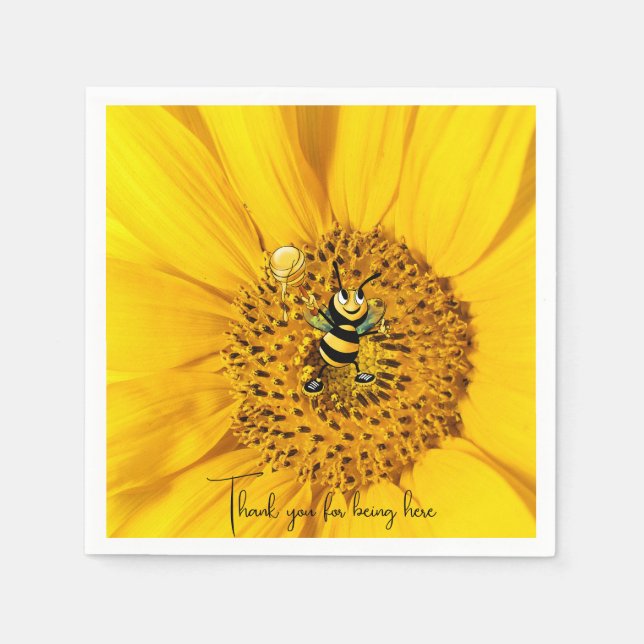 Sunflower & Bee  Napkins (Front)