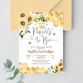 Sunflower Bee Parents to Bee Baby Shower Invitation