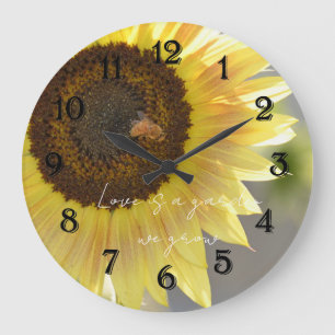 Sunflower Bee Photography Large Clock
