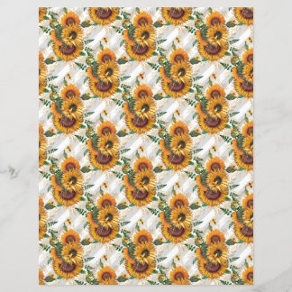 Sunflower Bee Scrapbook Paper Sheet