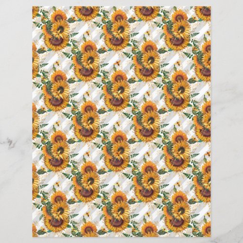 Sunflower Bee Scrapbook Paper Sheet