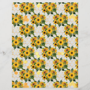 Sunflower Bee Scrapbook Paper Sheet