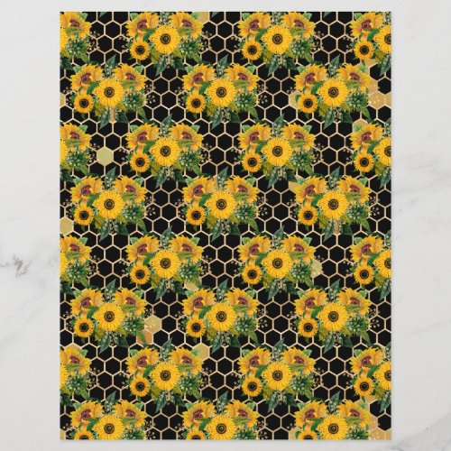 Sunflower Bee Scrapbook Paper Sheet