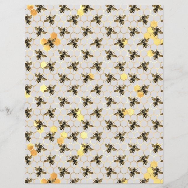Sunflower Bee Scrapbook Paper Sheet (Front)