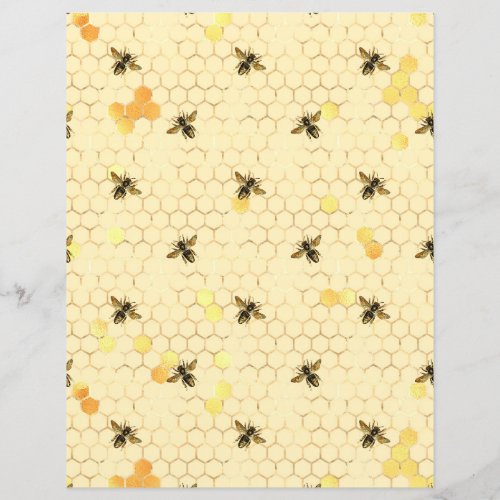 Sunflower Bee Scrapbook Paper Sheet