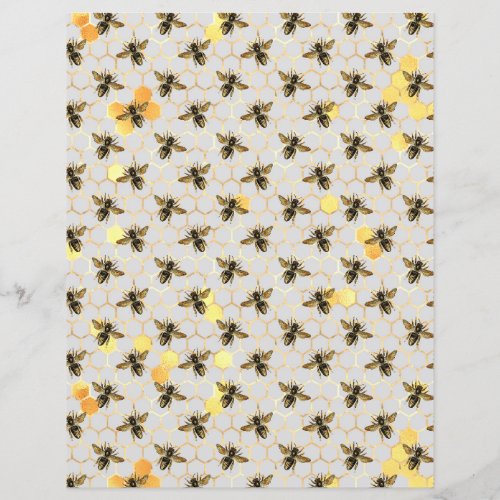 Sunflower Bee Scrapbook Paper Sheet