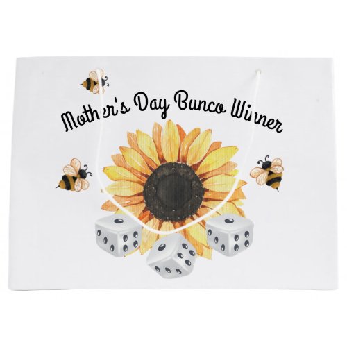 Sunflower Bees Floral Dice Bunco Large Gift Bag