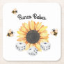 Sunflower Bees Floral Dice Bunco Square Paper Coaster