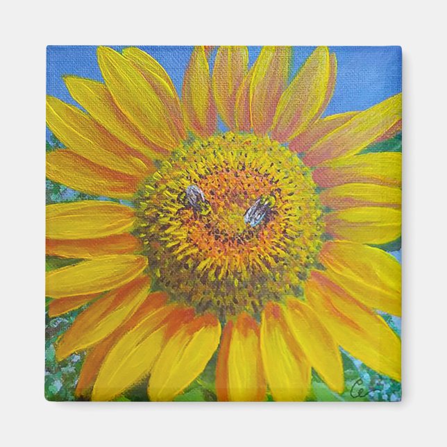 Sunflower Bees Magnet (Front)
