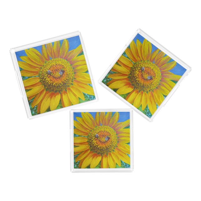 Sunflower Bees Tray (Set)